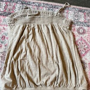 Beige Crochet Strap Top